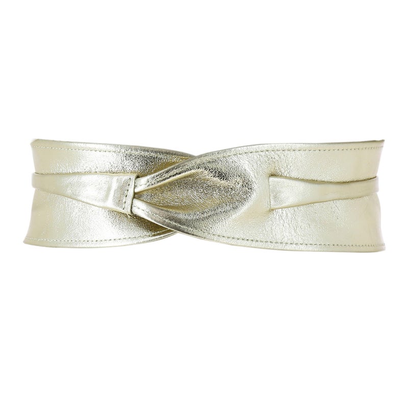 FASHIONGEN - Woman Italian leather Obi belt, CASSIANE - Golden, S-M - Image 5